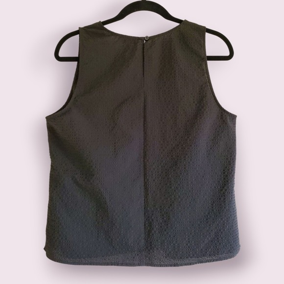 Nordstrom Black Sleeveless V Neck Blouse Textured Top Women's Size‎ L - Picture 2 of 4